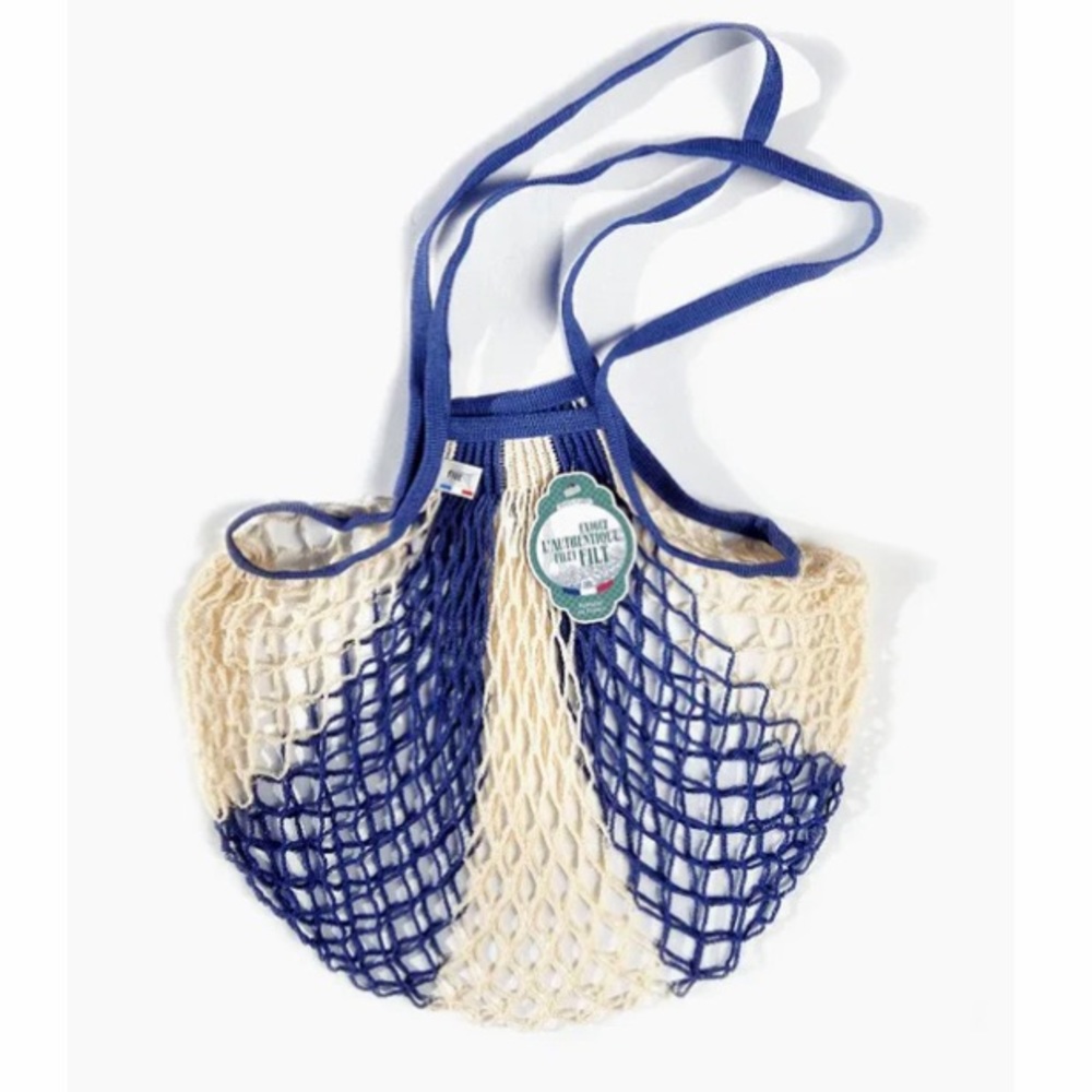 FILT Blue and White Stripe French Market Woven Tote Bag - One Size - NEW